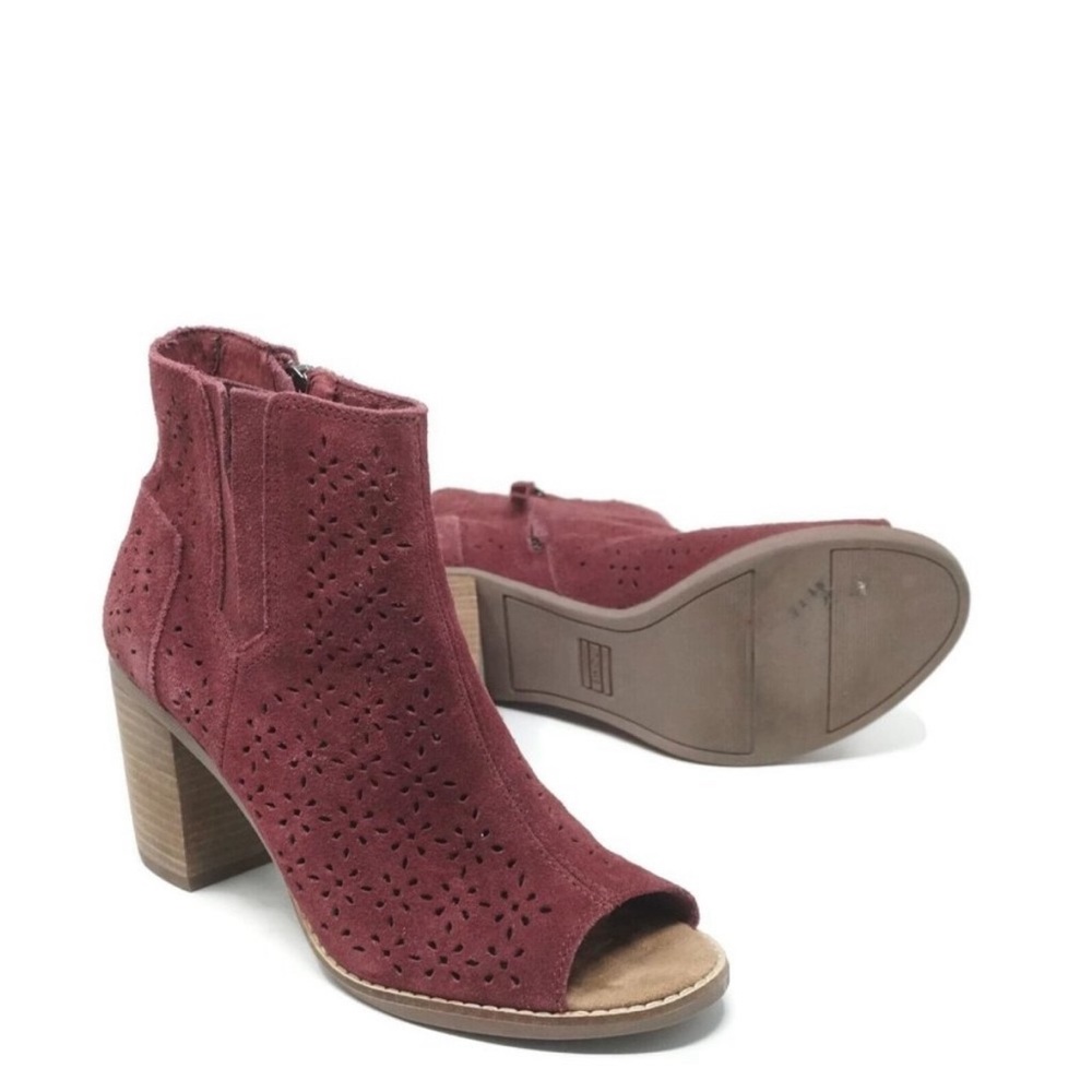 Tom’s Suede red Majorca cut heel